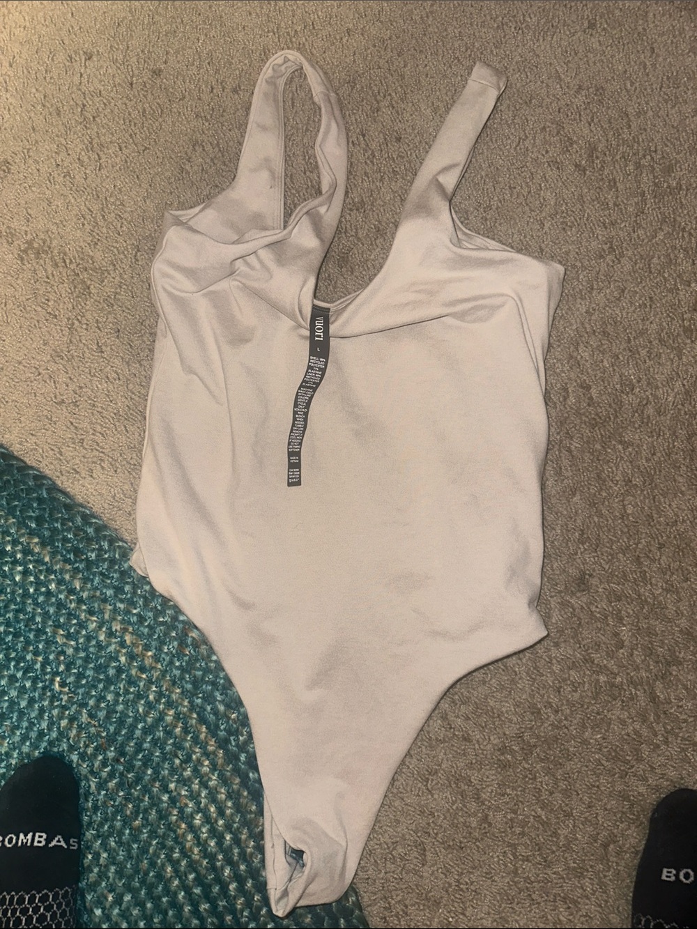 Vuori size large Cream One-Piece body suit Simple Scoop Neck